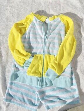 4T Wonder Nation Yellow, Turquoise & White Hoodie and Shorts Beach Cover Up